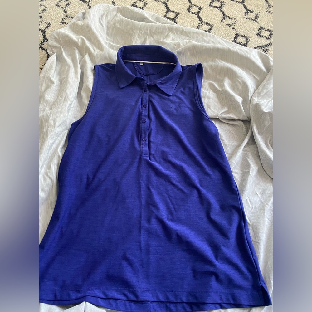 Under armor golf shirt. Purple. Cut off tag size like large. EUC